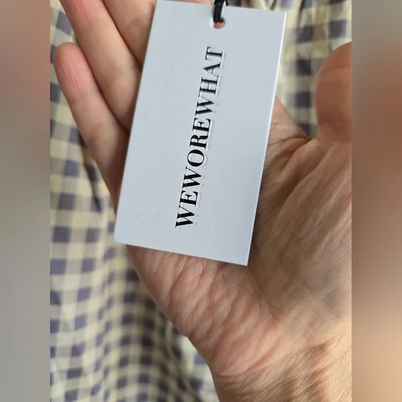 NWT! WeWoreWhat, Smocked Midi, Gingham, Whispering White, Size XL - Picture 8 of 11